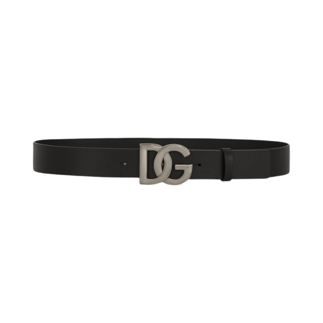 돌체 앤 가바나 크로스오버 DG 로고 버클 룩스 가죽 벨트 블랙 루테늄