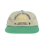 Hello Sunrise Washed HS Arch Logo 6Panel Cap Beige & Vintage Green