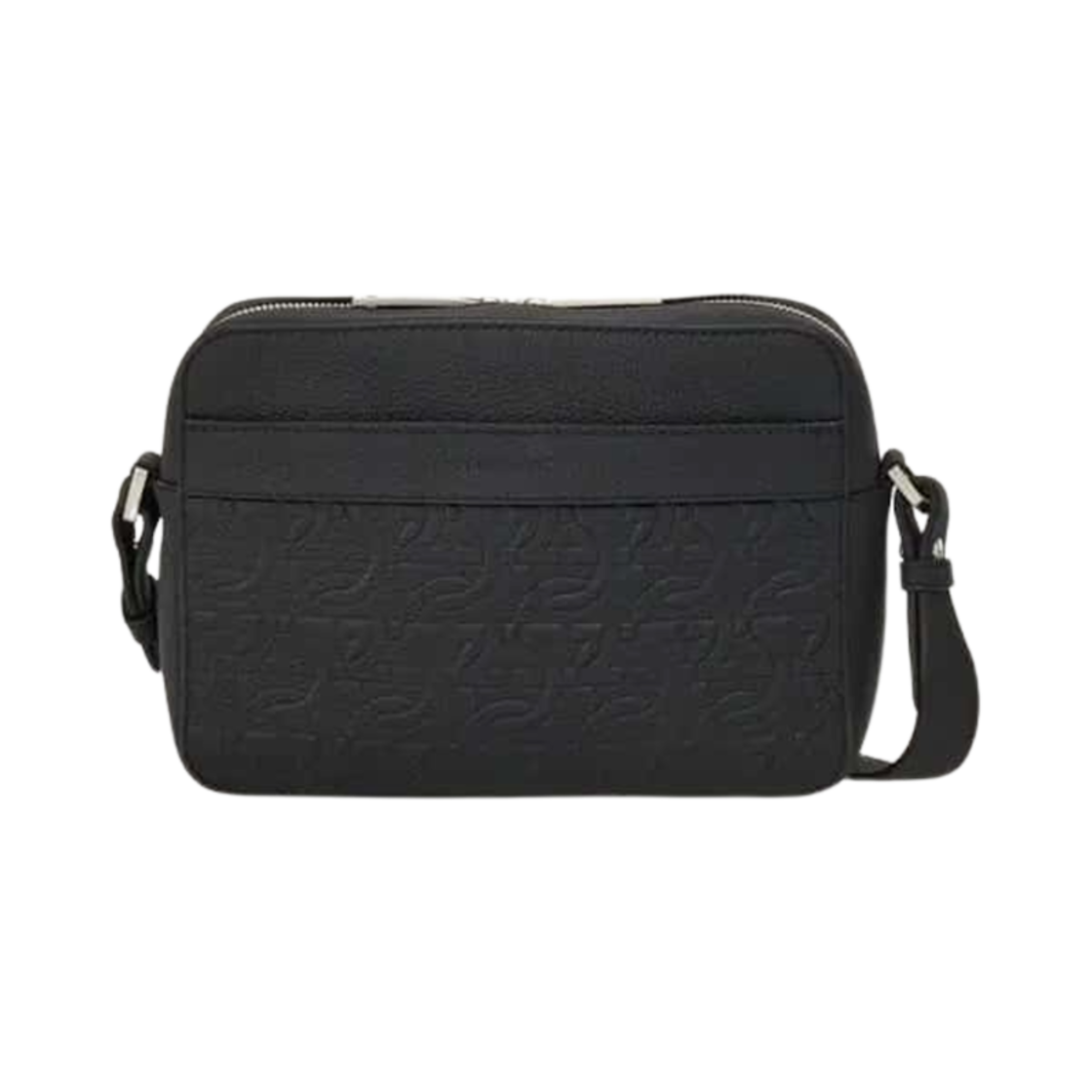 241363-763359 Ferragamo Embossed Gancini Crossbody Bag Black