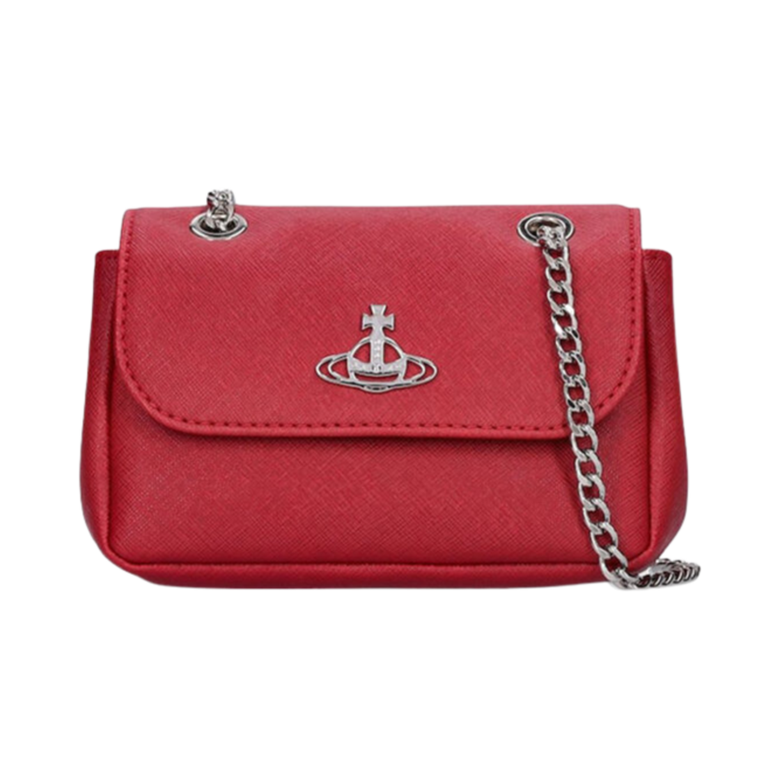 52020005-S000B-H407 Vivienne Westwood Saffiano Biogreen Small Purse Cross Bag Red