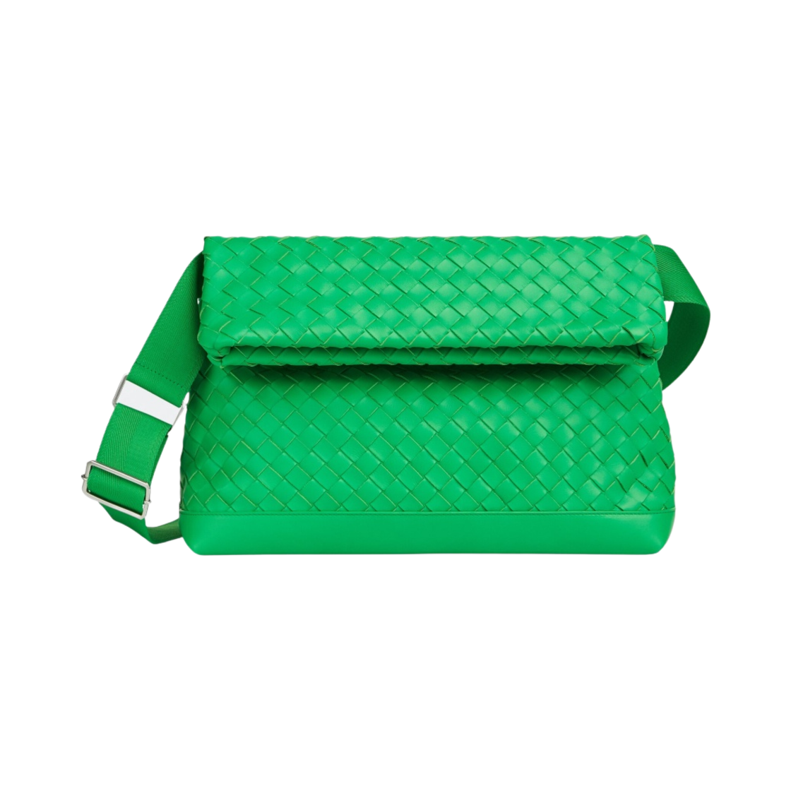 보테가 베네타 라지 인트레치아토 폴드 메신저 패러킷(Bottega Veneta Large Intrecciato Fold Messenger Parakeet) - 1
