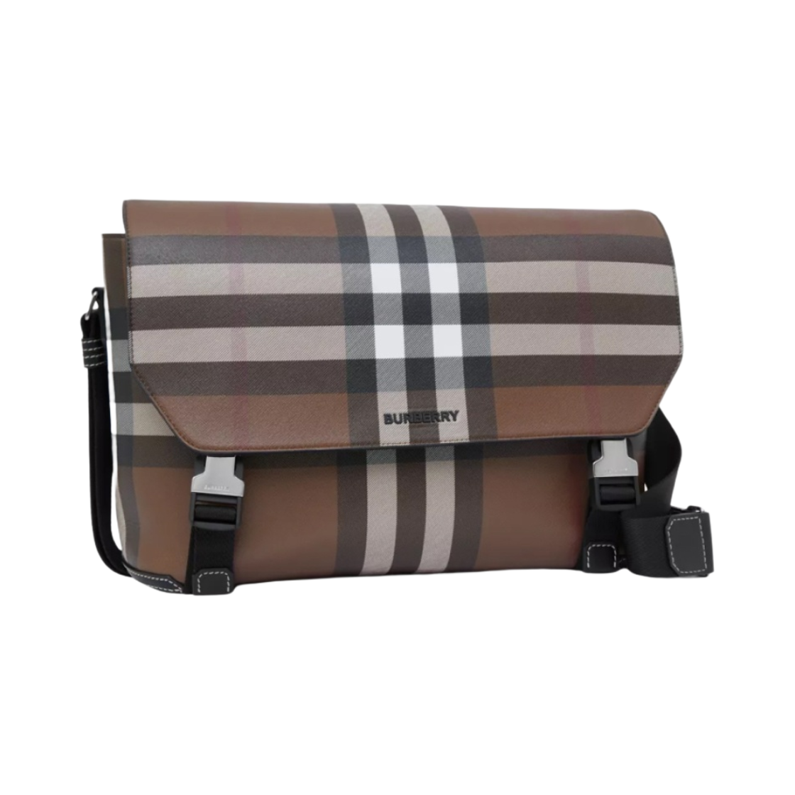 버버리 체크 레더 라지 메신저백 다크 버치 브라운(Burberry Check Leather Large Messenger Bag Charcoal Dark Birch Brown) - 2