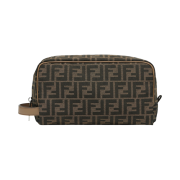 Fendi FF Jacquard Fabric Toiletry Case Brown