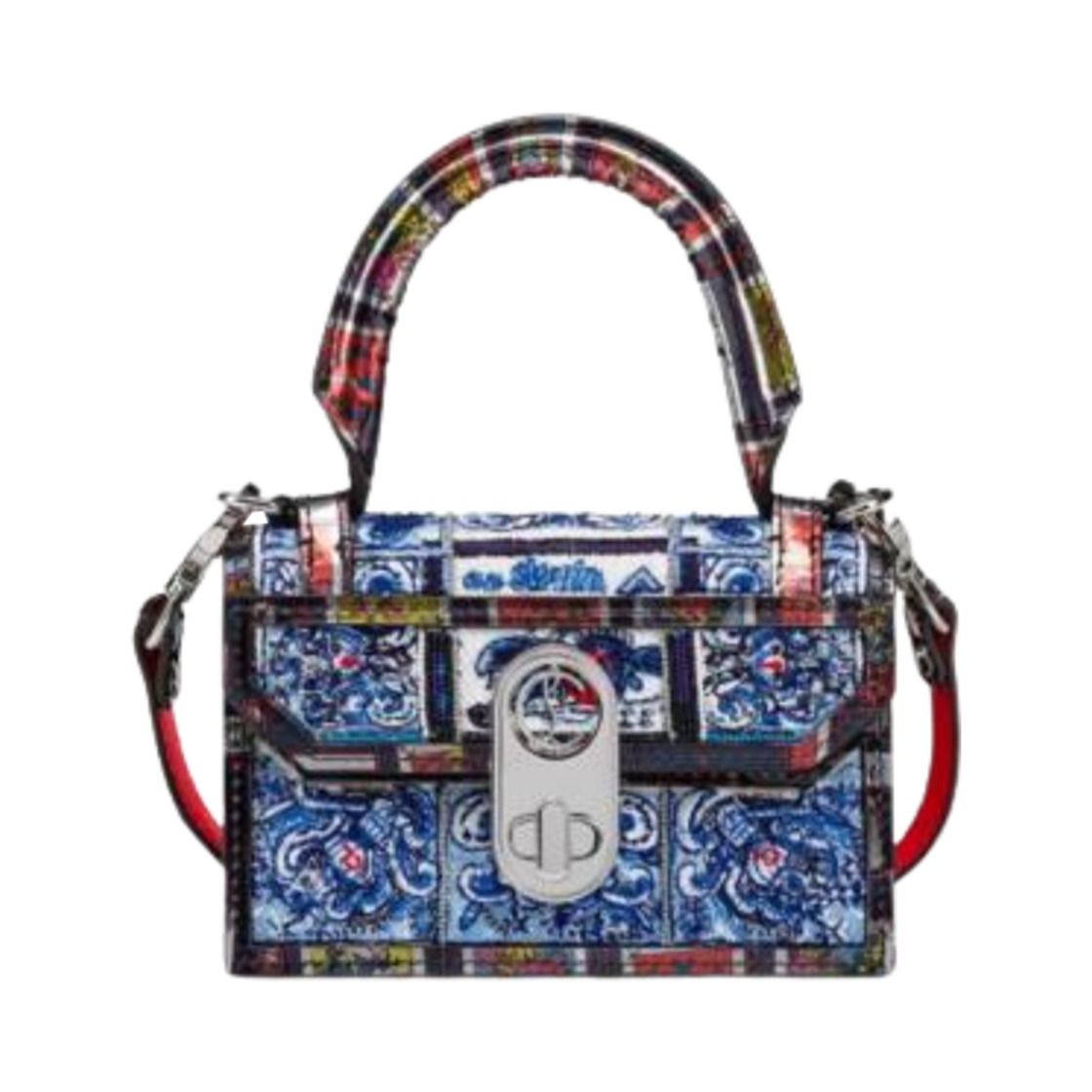 크리스찬 루부탱 엘리사 나노 탑 핸들백 멀티 블랙 멀티(Christian Louboutin Elisa Nano Top Handle Bag Multi Black Multi)
