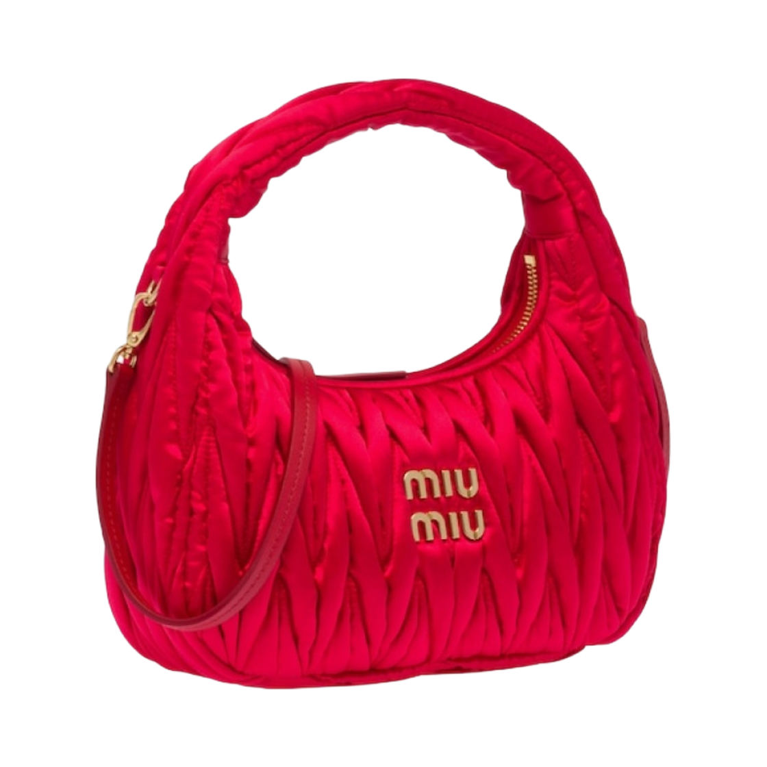 미우 미우 완더 마테라쎄 사틴 미니 호보백 레드(Miu Miu Wander Matelasse Satin Mini Hobo Bag Red) - 2