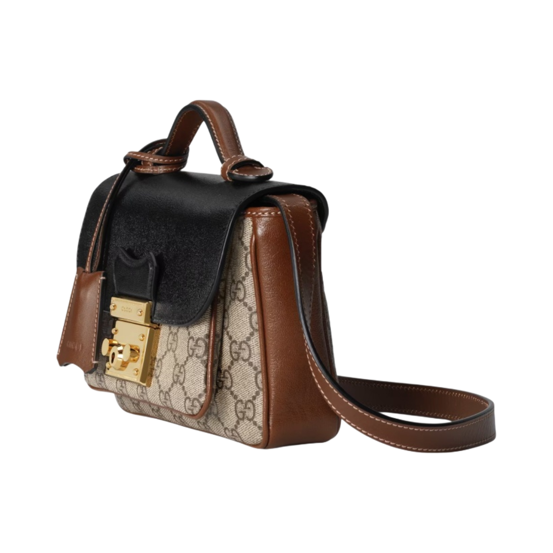 구찌 GG 슈프림 캔버스 패드락 미니백 베이지 에보니 블랙(Gucci GG Supreme Canvas Padlock Mini Bag Beige Ebony Black) - 2