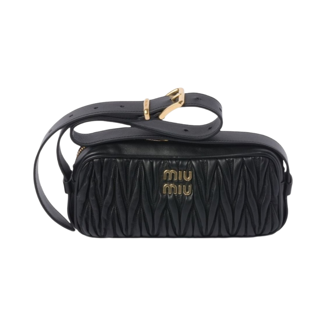5BC158-N88-F0002 Miu Miu Matelasse Nappa Leather Shoulder Bag Black