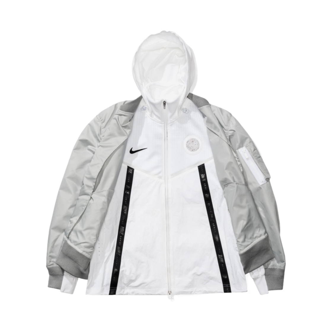 (W) 나이키 x 사카이 NRG 레이어드 봄버 자켓 그레이 포그 - US/EU((W) Nike x Sacai NRG Layered Bomber Jacket Grey Fog - US/EU) - 2