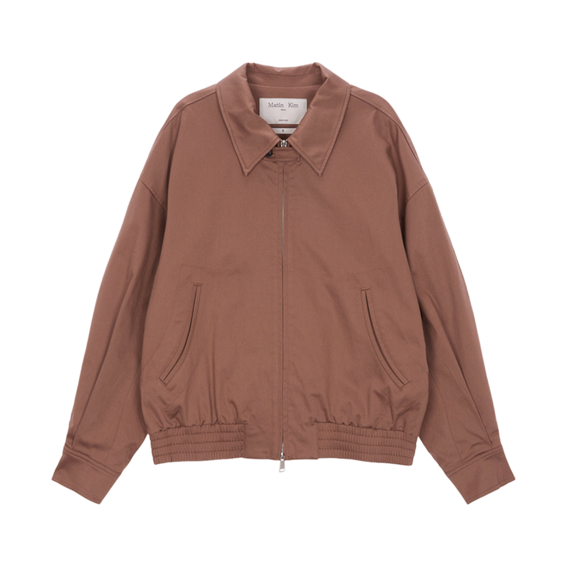 (W) 마뗑킴 코튼 블렌드 칼라 릴렉스드 봄버 자켓 브라운((W) Matin Kim Cotton Blend Collar Relaxed Bomber Jacket Brown)