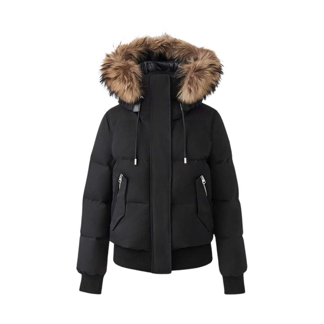 (W) 맥카지 네피 FZ 리무버블 퍼 트림드 다운 자켓 후드 블랙((W) Mackage Nefi-FZ Down Jacket With Removable Fur Trimmed Hood Black)