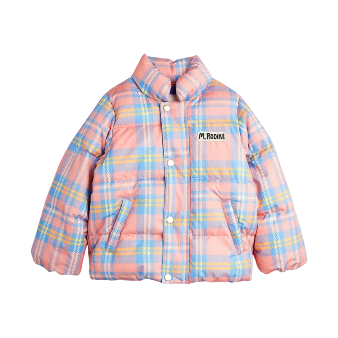 키즈) 미니 로디니 체크 푸퍼 자켓 핑크 | Mini Rodini | KREAM