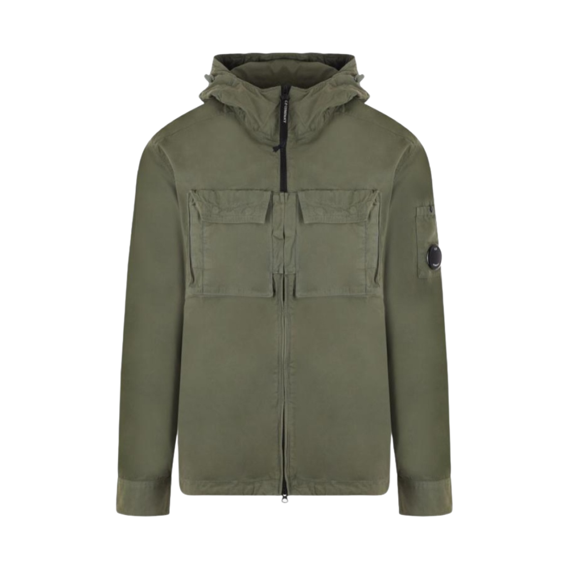 C.P. 컴퍼니 헤비 포플린 에머라이즈드 후드 셔츠 브론즈 그린 - 23SS(C.P. Company Heavy Popeline Emerized Hooded Shirt Bronze Green - 23SS) - 1