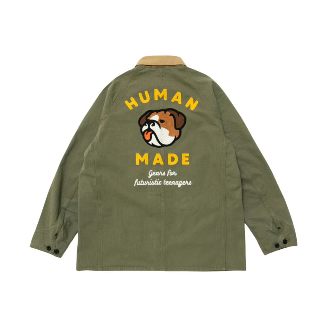 휴먼 메이드 헤링본 커버롤 자켓 올리브 드랩