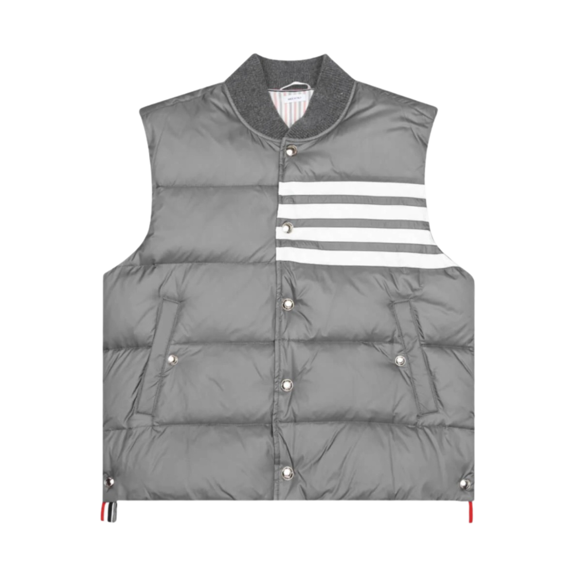 MVD017X-05411-035 Thom Browne Matte Nylon 4-Bar Down Vest Medium Grey