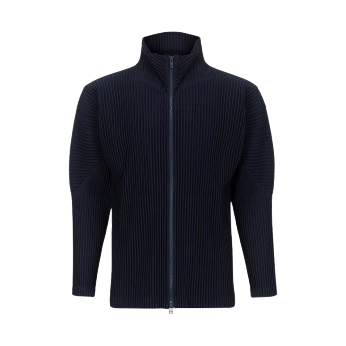 JL440-75 Homme Plisse Issey Miyake Basics High-Neck Zip Up Jacket Navy