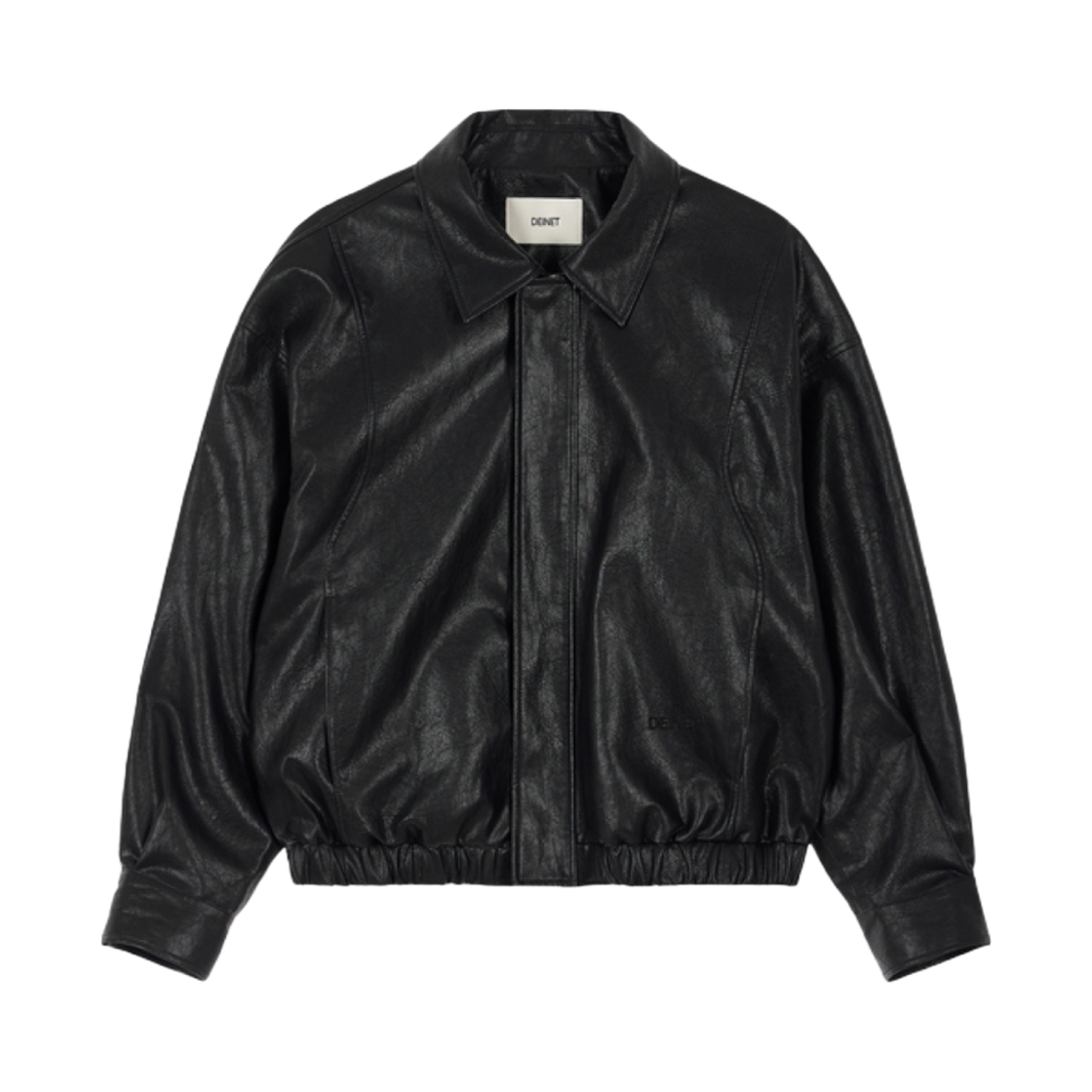 - Deinet Eco Leather Bomber Banded Jumper For Men in Black