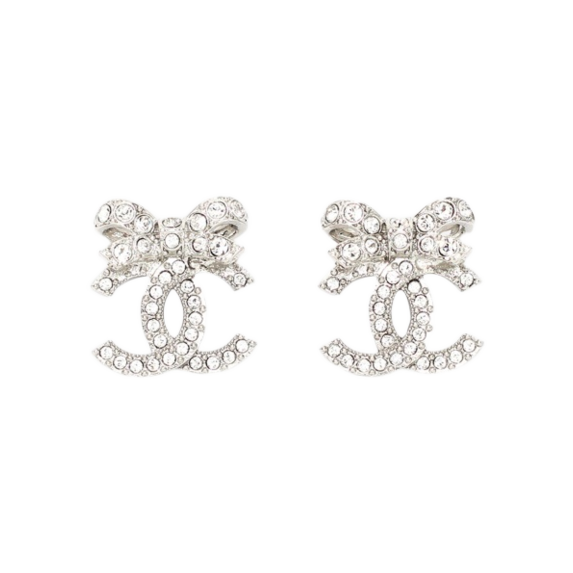 ABA922-B10960-NO011 (W) Chanel Stud Earrings Metal Diamantes & Silver Crystal