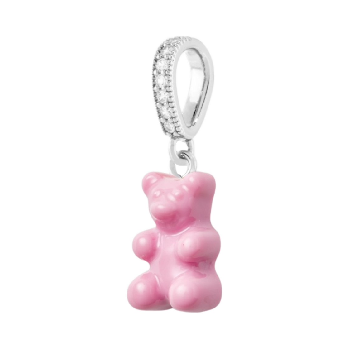 크리스탈 헤이즈 노스텔지아 베어 파베 커넥터 실버 캔디 핑크(Crystal Haze Nostalgia Bear with Pave Connector Silver Candy Pink)