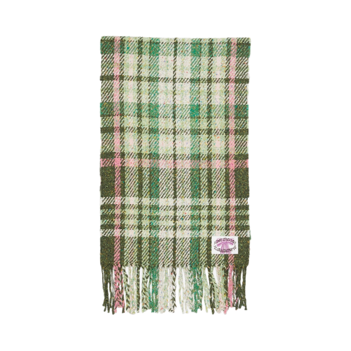 CA0325-AB8 Acne Studios Plaid Fringe Muffler Green