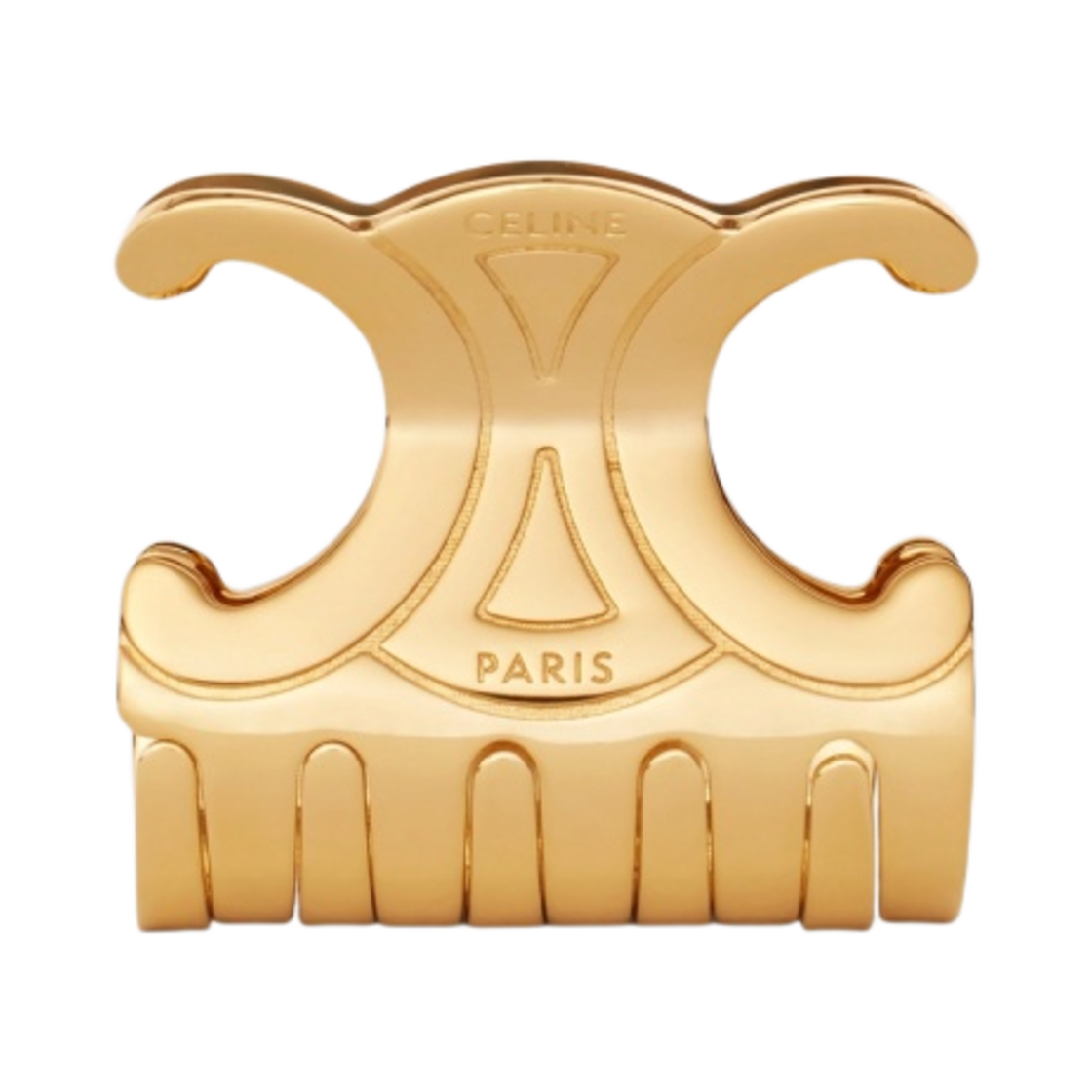 460IB6ZAS-35OR (W) Celine Triomphe Medium Hair Claw in Zamak & Steel with Gold Finish Gold