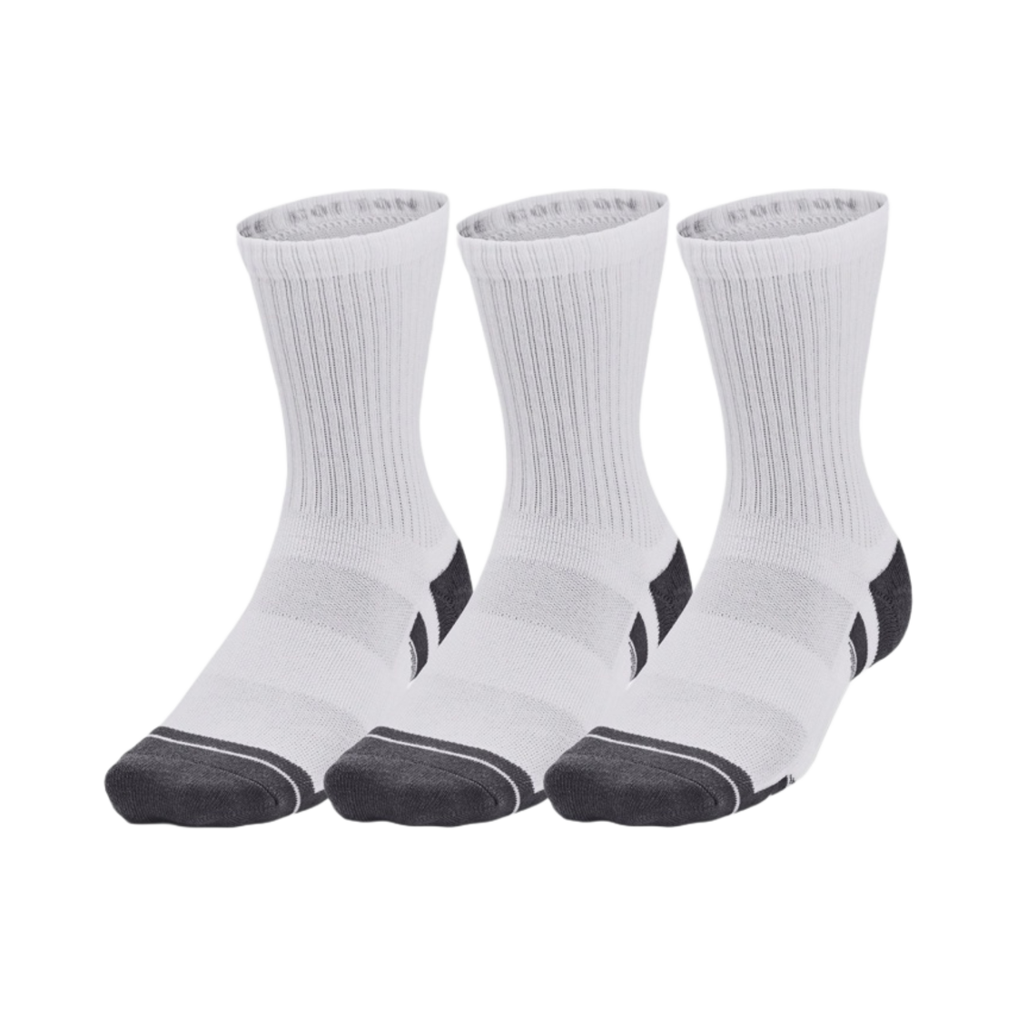 언더아머 UA 퍼포먼스 코튼 미드 크루 삭스 화이트 피치 그레이 (3개입)