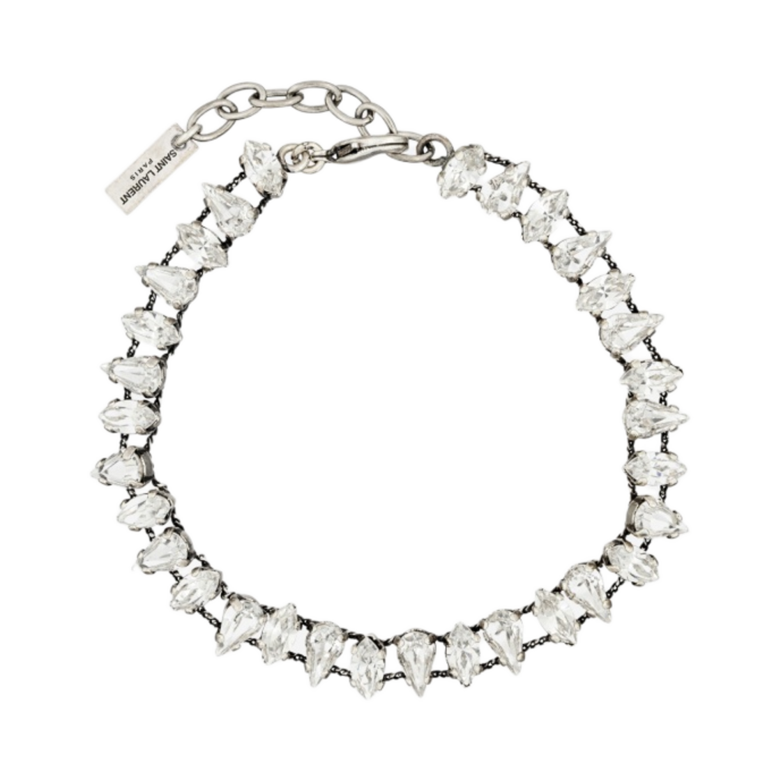 생로랑 브레이슬릿 라인스톤 메탈 옥시다이즈드 실버 크리스탈(Saint Laurent Bracelet in Rhinestones and Metal Oxidized Silver And Crystal) - 1