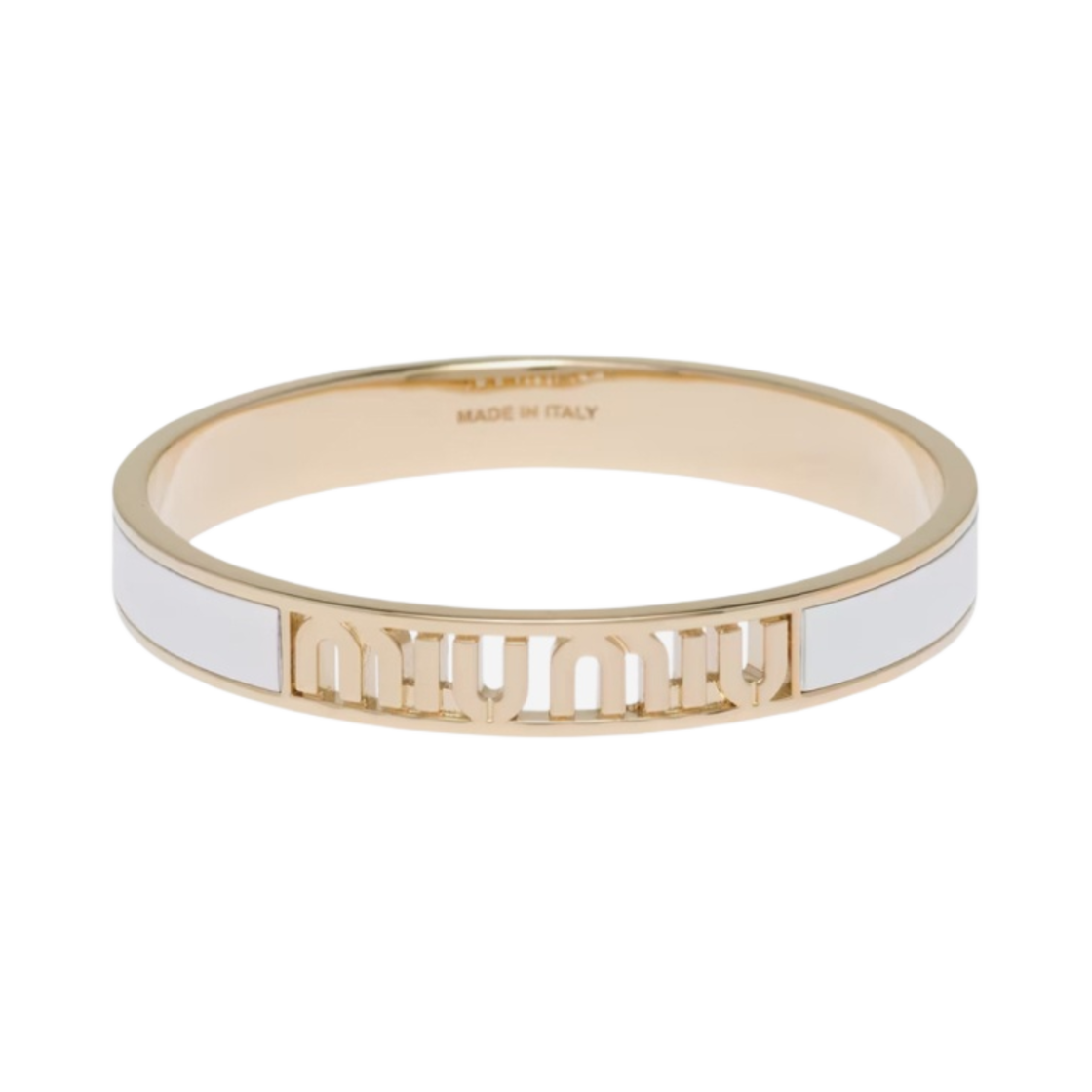 (W) 미우 미우 에나멜 메탈 브레이슬릿 화이트((W) Miu Miu Enameled Metal Bracelet White) - 1