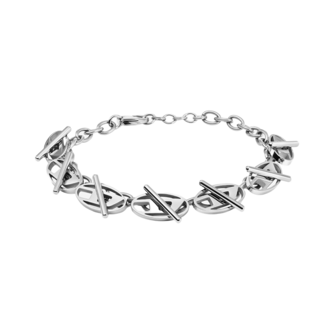 디젤 Dx1436 스테인리스 스틸 체인 브레이슬릿 실버(Diesel Dx1436 Stainless Steel Chain Bracelet Silver)