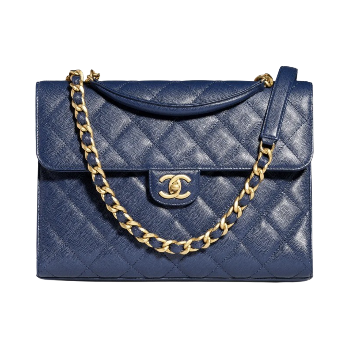 샤넬 사첼백 그레인드 카프스킨 & 골드 메탈 네이비 블루(Chanel Satchel Bag Grained Calfskin & Gold Navy Blue) - 1