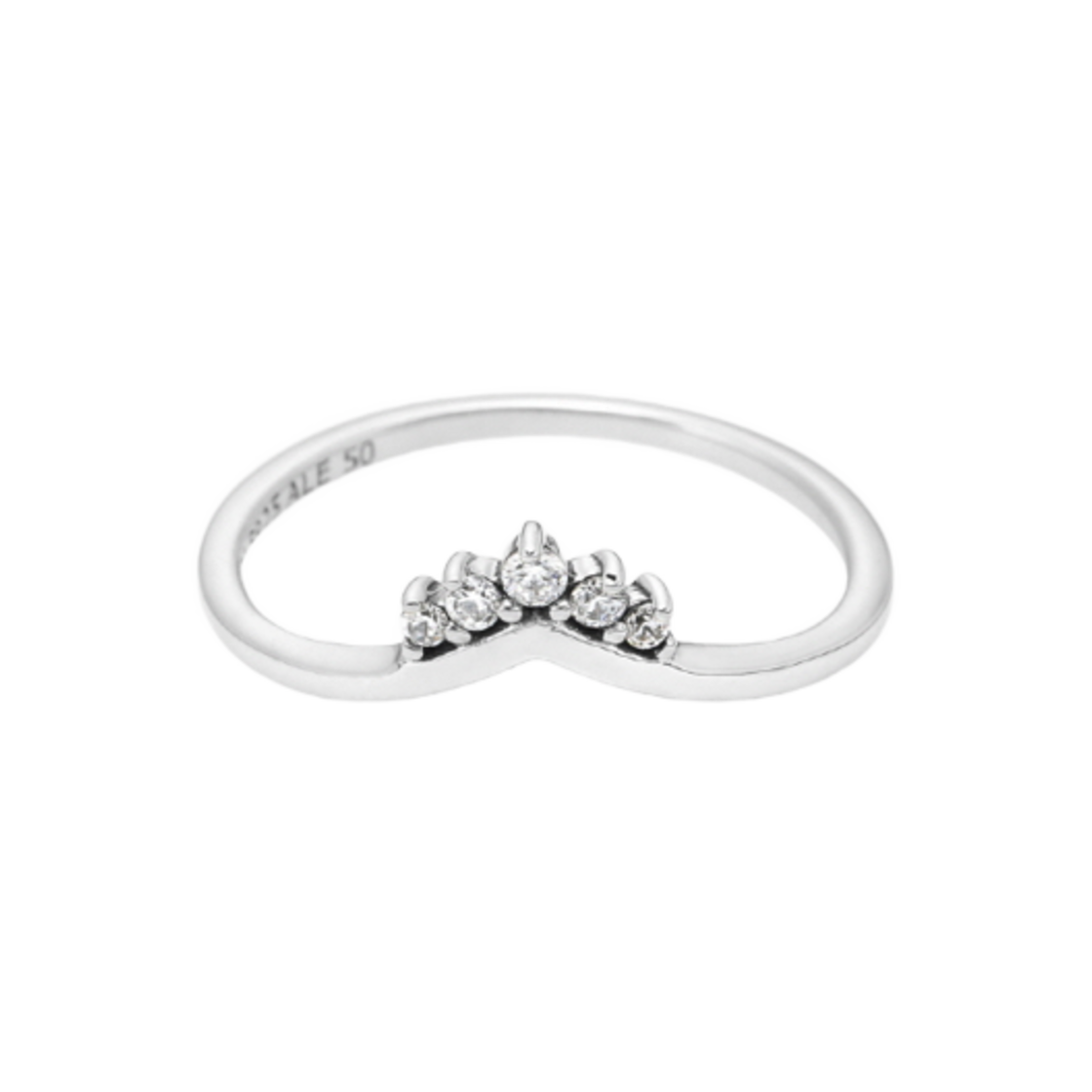 (W) 판도라 티아라 위시본 링 스털링 실버 클리어((W) Pandora Tiara Wishbone Ring Sterling Silver Clear) - 1