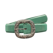 Undermycar A Palace Entwined with Grapevines Buckle Plain Leather Belt Mint - 25SS