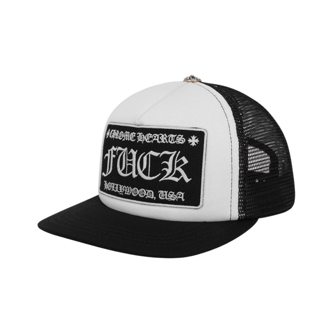 크롬하츠 퍽 할리우드 트러커햇 블랙 화이트(Chrome Hearts Fuck Hollywood Trucker Hat Black White)