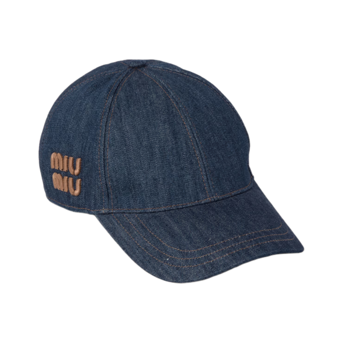 5HC274-AJ6-F0QV1 (W) Miu Miu Denim Baseball Cap Blue Tobacco - 대표 이미지 #1