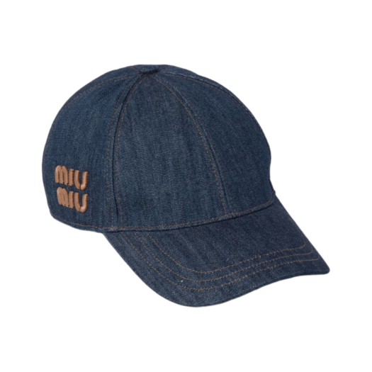 (W) Miu Miu Denim Baseball Cap Blue Tobacco