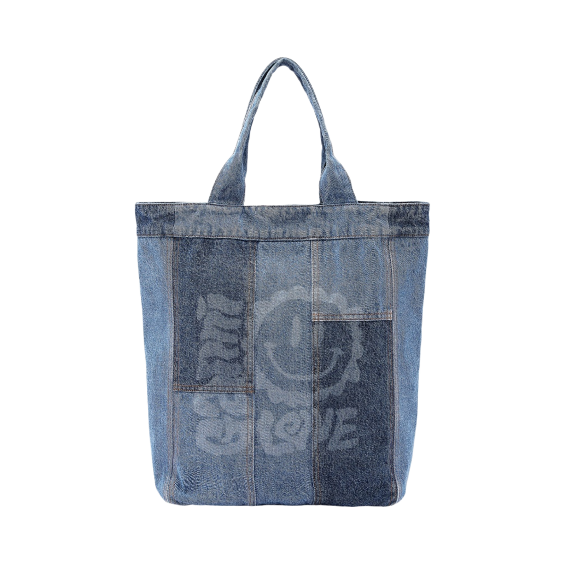 가니 오가닉 코튼 데님 스마일리 토트백 블루