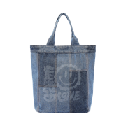 Ganni Organic Cotton Denim Smiley Tote Blue