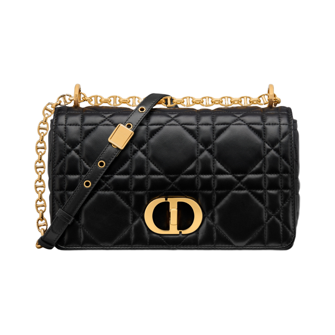M9253UHPA-M900 Dior Soft Dior Caro Medium Bag Macrocannage Lambskin Black