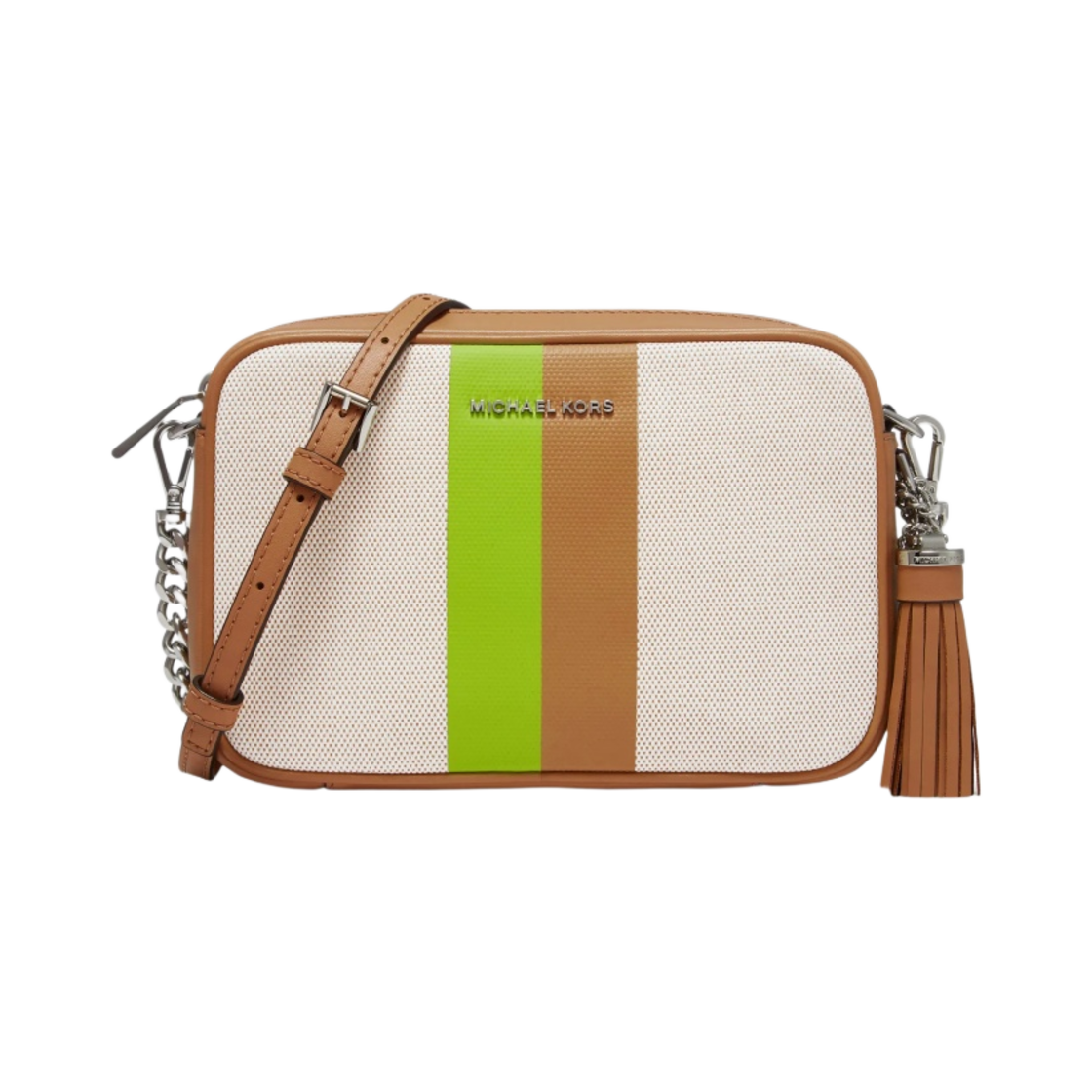 마이클 코어스 제트 세트 미디움 컬러 블록 크로스바디백 베이지 카멜 라임 그린(Michael Kors Jet Set Medium Color Block Crossbody Bag Beige Camel Lime Green) - 1
