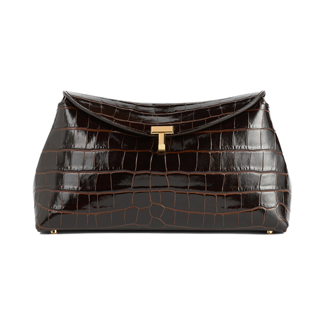 243-WAL944-LE0076-034 Toteme T-Lock Clutch Dark Brown Croco