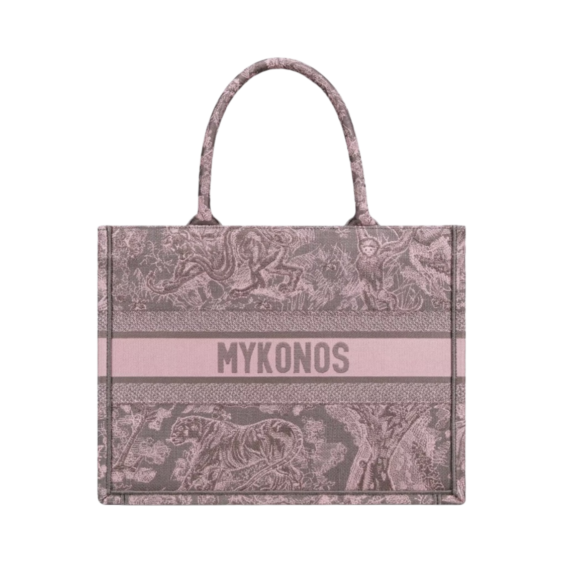 디올 미디움 디올 북 토트백 그레이 핑크 트왈 드 주이 리버스 마이코노스 자수(Dior Medium Dior Book Tote Gray Pink Toile De Jouy Reverse Mykonos Embroidery) - 1