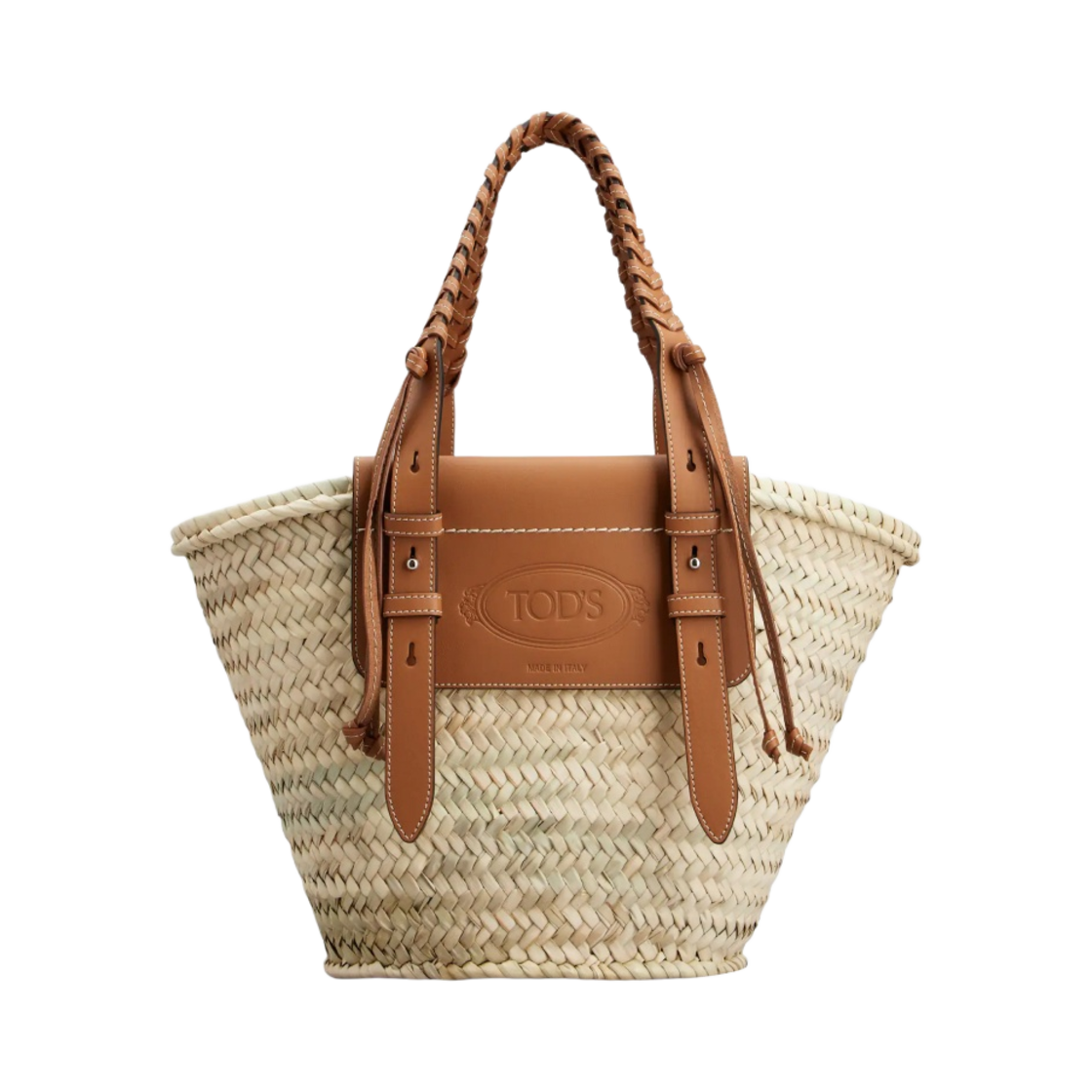 토즈 스트로우 레더 쇼핑백 미디움 브라운(Tod's Shopping Bag in Straw and Leather Medium Brown) - 1
