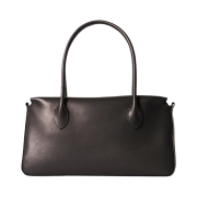 The Row E/W Top Handle Bag in Leather Black