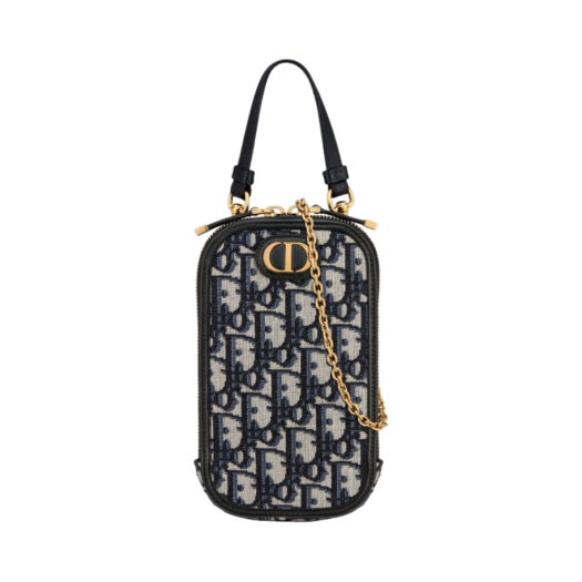 S2114UTZQ-M928 Dior 30 Montaigne Phone Holder Blue Dior Oblique Jacquard