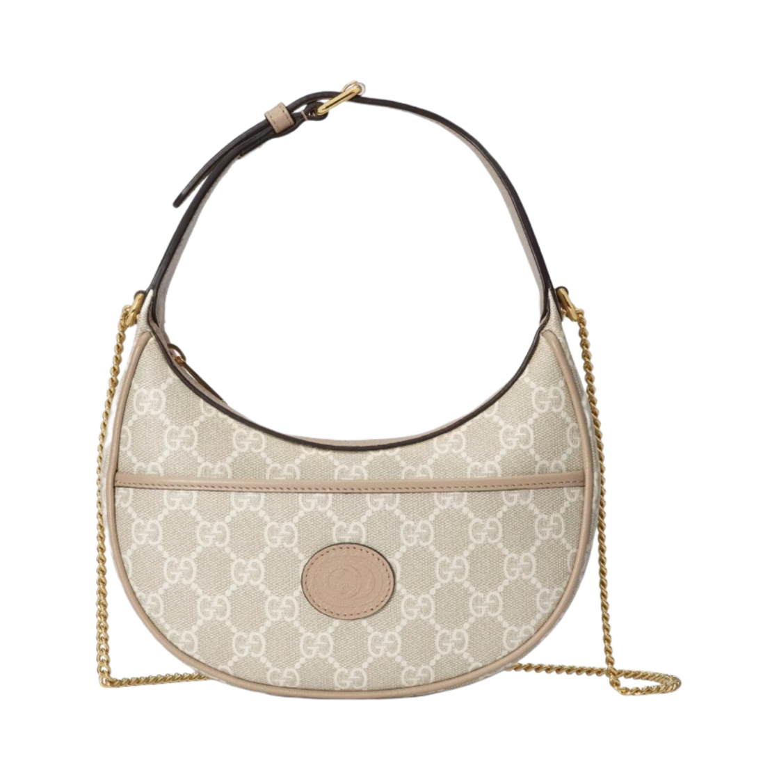 구찌 GG 하프문 쉐이프 미니백 베이지 화이트(Gucci GG Half Moon Shaped Mini Bag Beige White)
