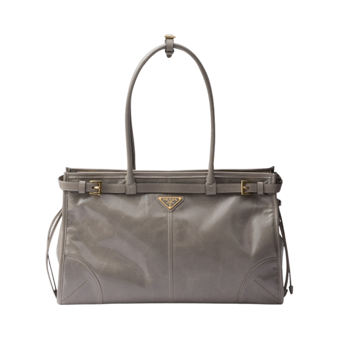 1BA433-2CYR-F03SF Prada Large Leather Handbag Pewter
