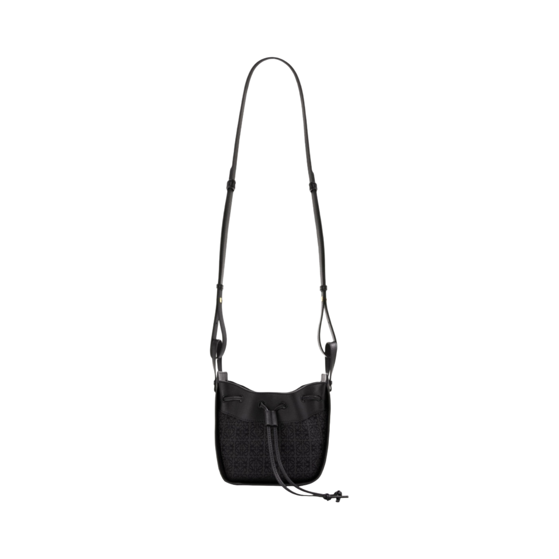 로에베 미니 해먹 드로우스트링백 아나그램 자카드 앤 카프스킨 앤트러사이트 블랙(Loewe Mini Hammock Drawstring Bag in Anagram Jacquard and Calfskin Anthracite Black) - 4