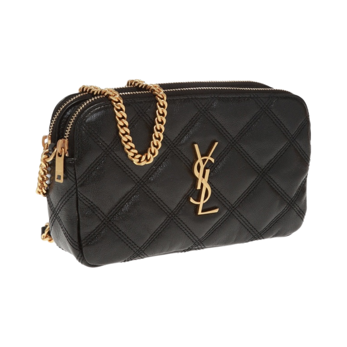 생로랑 퀼티드 램스킨 베키 더블 지퍼 파우치 블랙(Saint Laurent Becky Double-Zip Pouch in Quilted Lambskin Black) - 2