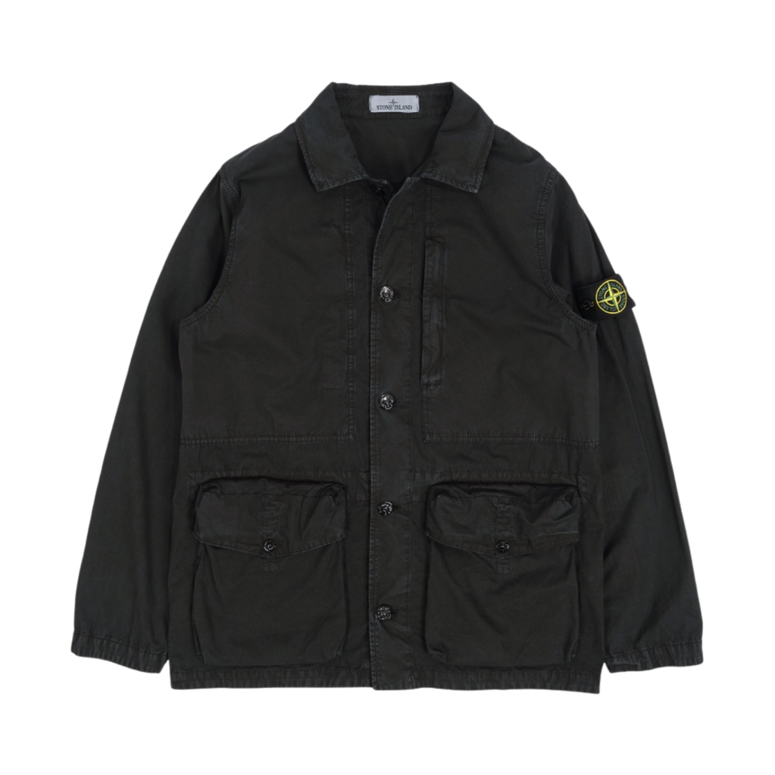 스톤 아일랜드 439WN 브러쉬드 코튼 캔버스 가먼트 다이드 올드 이펙트 자켓 블랙 - 22SS