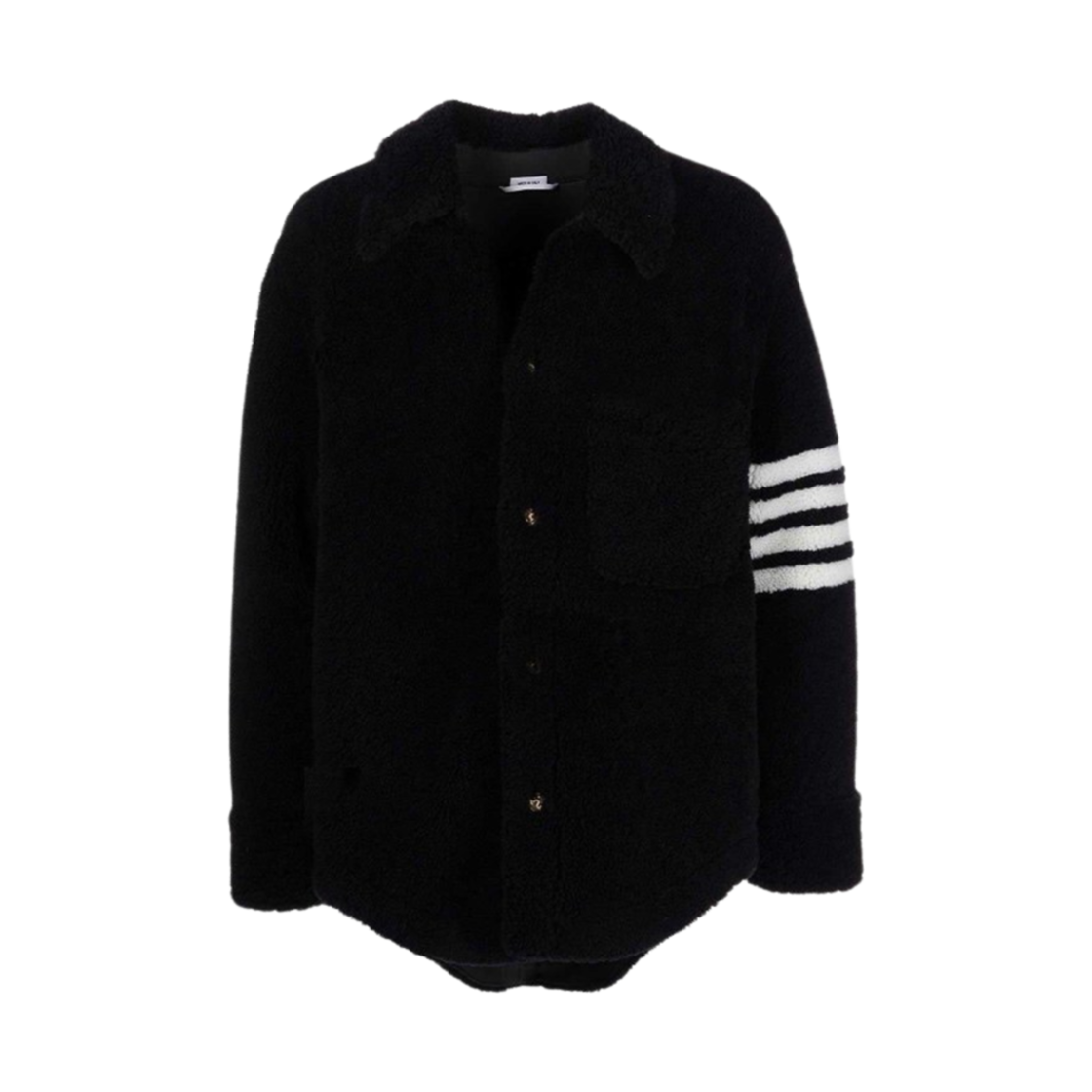 MJO159X-02821-415 Thom Browne Dyed Shearling 4-Bar Oversized Shirt Jacket Navy