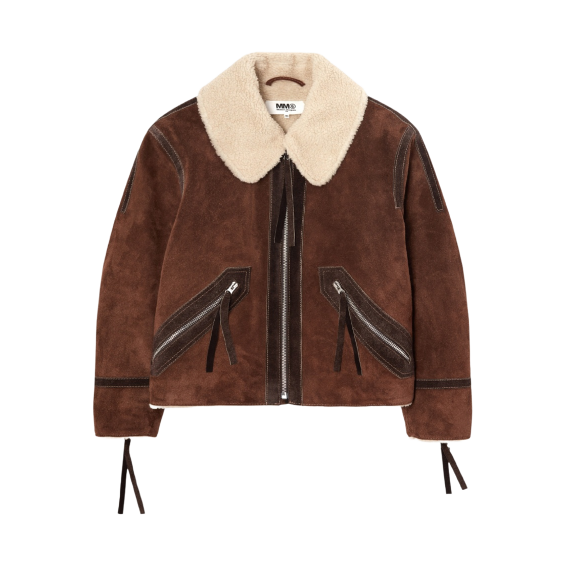 S52AM0204SY1603138 (W) MM6 Maison Margiela Suede Teddy Jacket Nutmeg